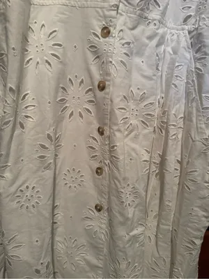 Maeve by Anthropologie White Eyelet Cotton Midi Dress thumbnail 4