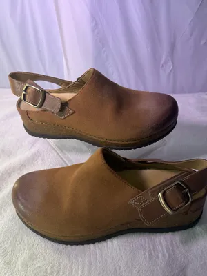 Dansko Chestnut Brown Leather Slingback Clogs thumbnail 3