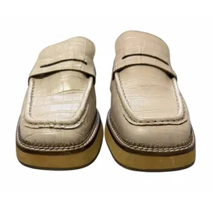 Free‎ People Lilith Loafer Mules Cream Crocodile Print Women's Size 38 thumbnail 3