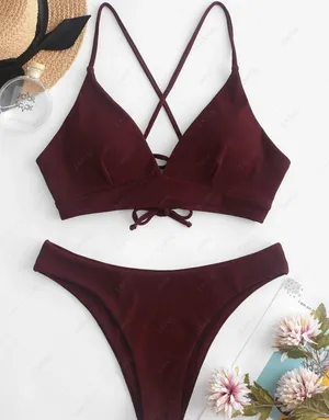 Zaful Burgundy Bikini Set thumbnail 1