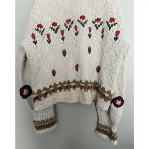 Free people Rosebud Cardigan Ivory Combo Women's Size Medium/Large thumbnail 6