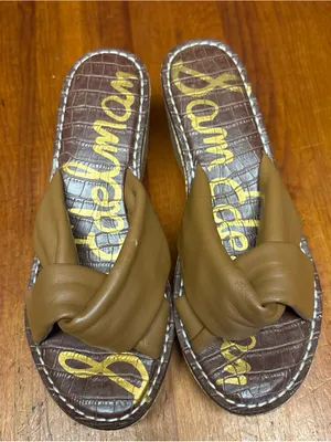 Sam Edelman Knotted Slide Sandals in Tan thumbnail 1