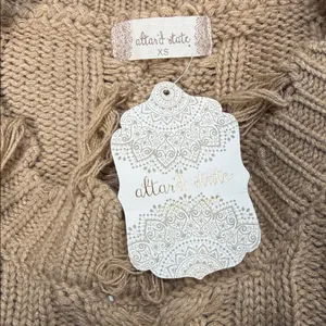 Altar'd State NWT Tan Fringed Cable Knit Sweater thumbnail 5