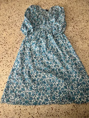 J.Crew Smocked Waist V-Neck Midi Dress in the Blue Blooms medium thumbnail 2