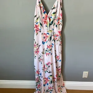 Lush Womens Sleevless V Neck Open‎ V Back Floral Print Maxi Dress thumbnail 2