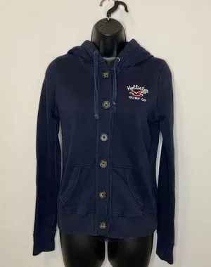 Hollister Navy Blue Button Front Sweater Size Medium thumbnail 1