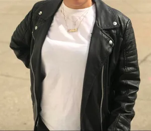 Black Faux Leather Jacket Size L thumbnail 1