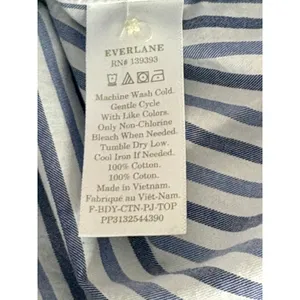 Everlane The Woven PJ Top Cropped Pajama Shirt‎ SMALL Blue Striped Cotton Boxy thumbnail 6