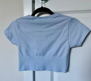 Aerie Cropped Blue Short Sleeve TShirt thumbnail 3