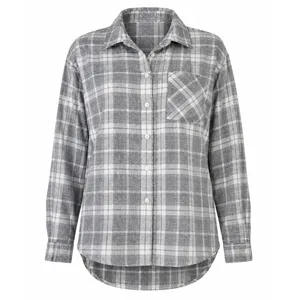 Old Navy Shirt Womens Medium Grey White Plaid Flannel Cotton Button Up thumbnail 2
