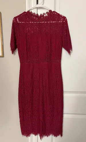 Miami Lace Midi Dress in Deep Red thumbnail 1