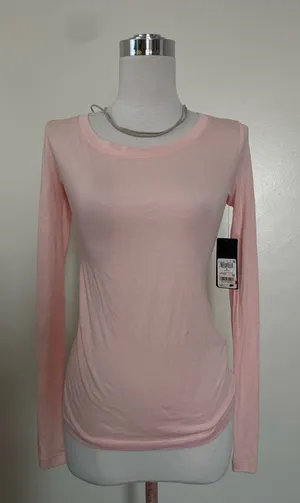 Guess Long Sleeve Crewneck Top - Pale Pink thumbnail 1