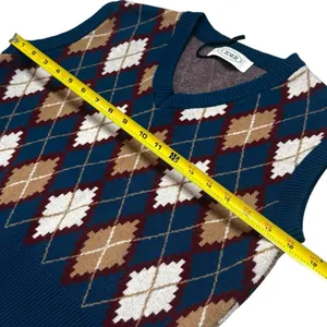 NWOT Cider Sweater Vest Blue Argyle Print‎ Academia Preppy Old Money S/M thumbnail 9