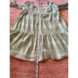SO Goods For Life Green Plaid Long Sleeve Tiered Mini Dress Cottagecore thumbnail 7