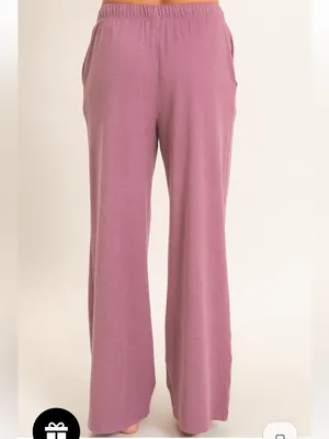 Dusty Mauve Plum Zip Up Top Wide Leg Pants Set Small thumbnail 9