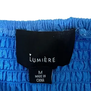 NWT Lumiere Smocked Halter Solid Wide Leg Jumpsuit Blue Boho Summer Size M thumbnail 5