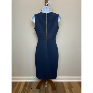 Calvin Klein Sleeveless Sheath Dress Size 4 Navy Stretch thumbnail 3