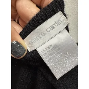 PIERRE CARDIN L SWEATER BLACK CARDIGAN WOOL‎ FULL ZIP Vtg thumbnail 4