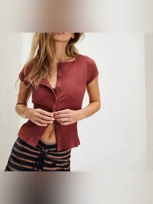 NWT Free People FP Intimately Most Wanted Cardi - Rust Terracotta - XS thumbnail 3
