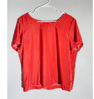 .Crew Red Short Sleeve Blouse Large Orange thumbnail 1