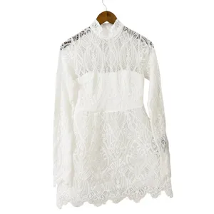 Lulus Gorgeous Attraction White Lace Structured Long Sleeve Mini Dress size S thumbnail 3