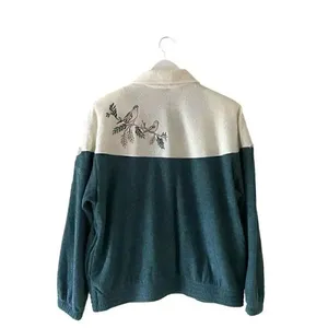 Vintage Teddi Cabin Fever Women's Fleece Novelty Print Teal Embroidered Birds M thumbnail 7