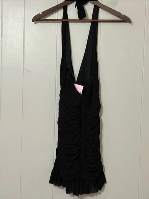 Hello Molly Black Confident Energy Halter Ruched Mini Dress Size XS New Party thumbnail 9
