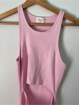 Aritzia Pink Ribbed Tank Dress with Front Cutout SZ MEDIUM thumbnail 2
