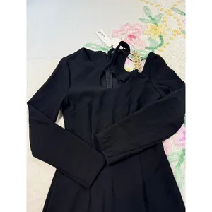Zara‎ Mini Dress Black Long Sleeve Cut Out Gold Chain Detail Party Cocktail thumbnail 6