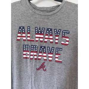 Tailgate Always Brave Atlanta Braves Stars Stripes Gray Tee XS Patriotic MLB thumbnail 2
