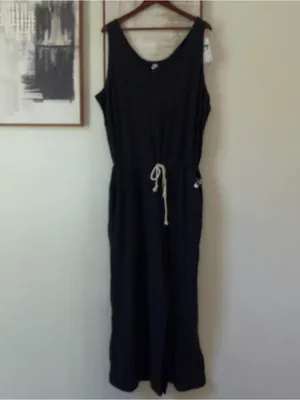 Nike Charcoal Wide-Leg Knit Tank Jumpsuit with Drawstring XXL NWT thumbnail 2