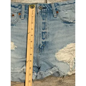 Abercrombie & Fitch Annie High‎ Rise Distressed Denim Shorts Light Wash 26/2 thumbnail 6
