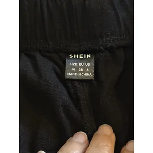 Black Linen Blend Pull On Elastic Waist Wide Leg Pant M, Shein Classic EzWear thumbnail 3