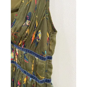 Abercrombie & Fitch Olive Green Butterfly Floral Pleated Mini Dress Womens M thumbnail 4