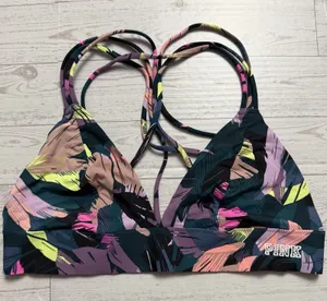 PINK‎ Victoria Secret Bonded Bralette Size Medium Abstract Blue Purple Strappy thumbnail 1