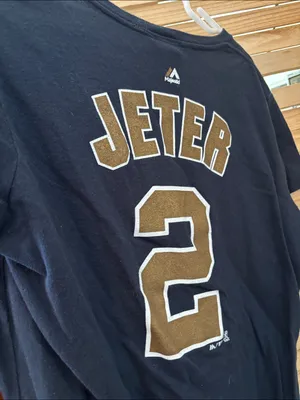 Majestic Ladies Yankees Jeter Navy Tee with Metallic Logo Large thumbnail 4