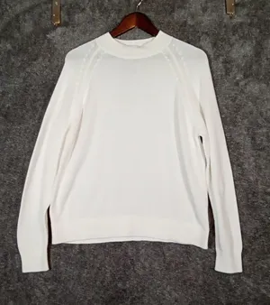 Quince Organic Cotton Mock Neck Sweater Ivory Long Sleeve Womens Small thumbnail 1