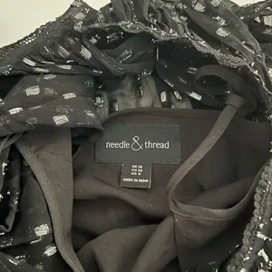 Needle‎ & Thread Black Lurex Chiffon Midi Dress Metallic Dots Slip Included 6 thumbnail 4