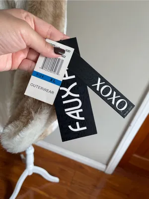 XOXO Two-Tone Faux Fur Coat in Cream & Tan thumbnail 7