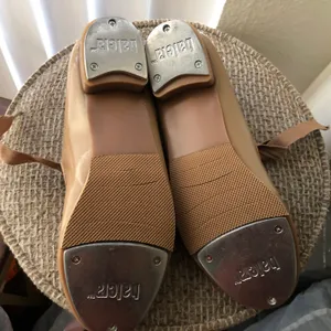Tan and cream tie front ballet tap shoes thumbnail 5