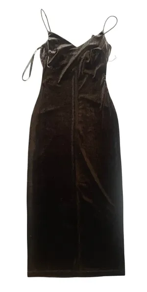 B. Smart Black Velvet Midi Dress Spaghetti Strap V-Neck Bodycon Size 00 NWT‎ thumbnail 1
