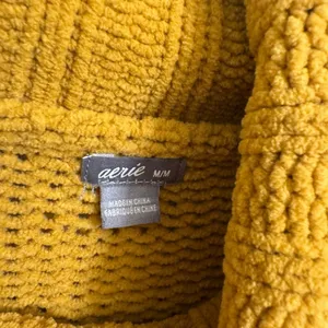 Aerie Mustard Yellow Chunky Knit Turtleneck Fall Oversized Sweater Medium thumbnail 3
