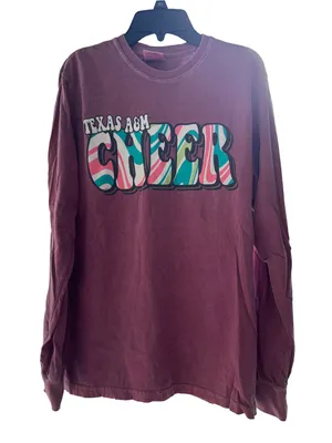 Texas A&M University Cheer Comfort Colors Long-Sleeve Tee Shirt, Small thumbnail 1