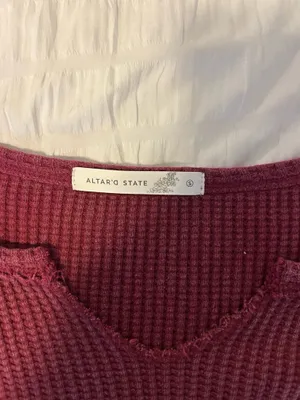 burgundy altard state waffle knit off the shoulder sweater thumbnail 3