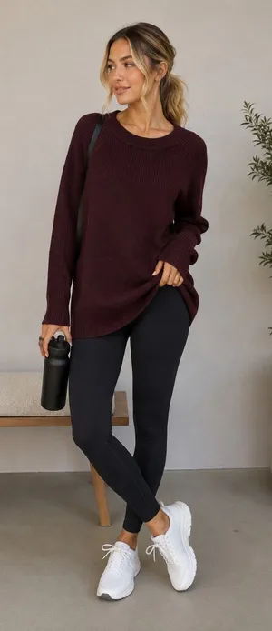 Lululemon Burgundy 100% Merino Wool Pullover Knit Sweater Size 6 Small thumbnail 1