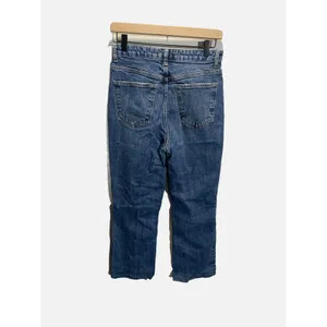 Zara Straight Leg Jeans Womens 6 Blue‎ Distressed Ripped High Rise Casual Denim thumbnail 4