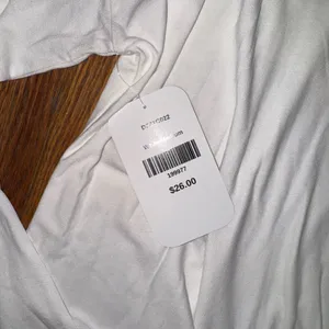 double zero white long sleeve faux wrap top thumbnail 2
