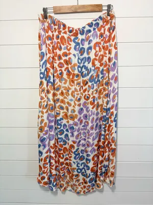 Anthropologie Farm Rio Vibrance Maxi Skirt Multicolor Leopard-Print Size XL thumbnail 4