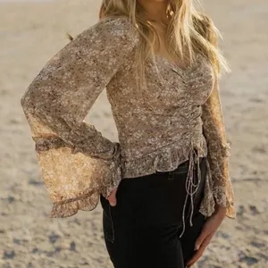 Altar’d State Floral Tan Top Size Small thumbnail 1