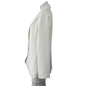 Amanda Uprichard White Notch Collar Long Sleeve Button Blazer Coat Jacket Size M thumbnail 2